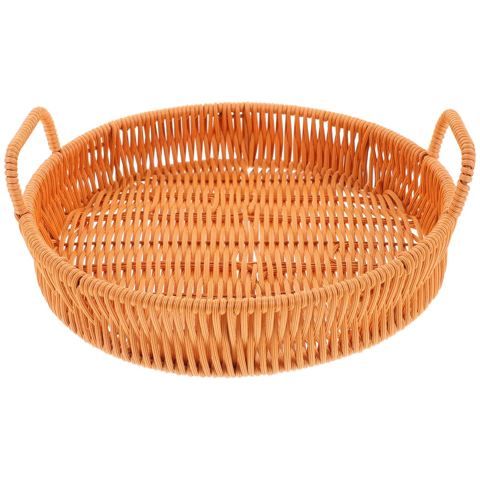 

Woven Bread Basket Round Fruit Storage Tray Small Baskets Kitchen Bar Accessories PP Rattan Iron Handcraft Practical Reusable