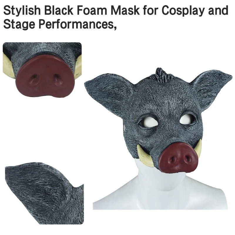 2023 New Halloween Cosplay Wild Boar Mask Masquerade Mask For Cosplay Parties, Animal Wild Boar Mask Halloween Full Face Mask