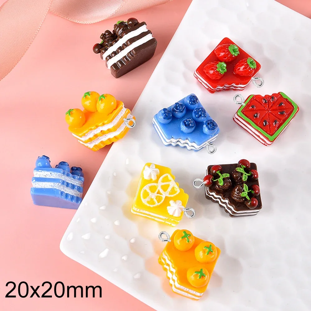 10PCS 20x20mm Fruitcake Series Flat Back Charms For Earrings Bracelet Hairpin DIY Jewelry Pendants Decoration Accessories