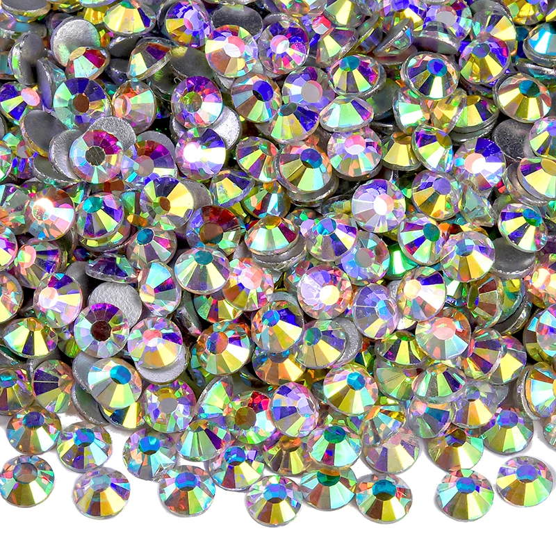 OLeeya Big Package Bulk Wholesale SS3-SS30 Crystal AB Non Hot Fix Rhinestones Flat Back Crystal Strass Glitters Stone For Nail