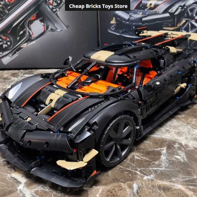 Image of Modell V8 Rennwagen Supersportwagen Hypercar Weihnachtsgeschenk MOC Technische Fahrzeuge Bausteine 4104 Teile für Familiendekoration