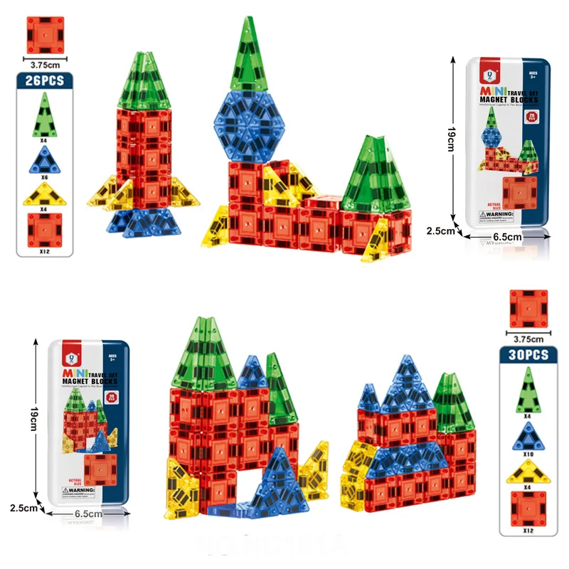 3.75 ซม.มินิแม่เหล็กแผ่นเหล็กกล่องชุดเดินทางแบบพกพาชุด
