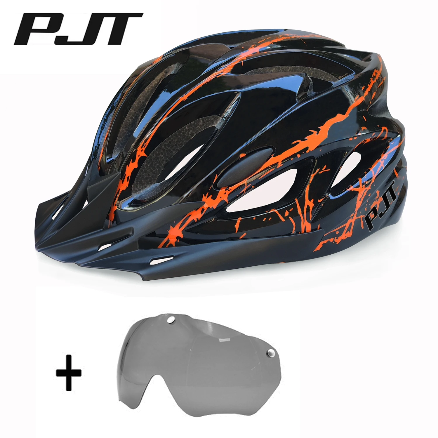 Bike Helmet With Sun Visor And Lens Adult Cycling Helmets Fit 57-62cm Lightweight Breathable Colorful Bicycle Helmet Accessories