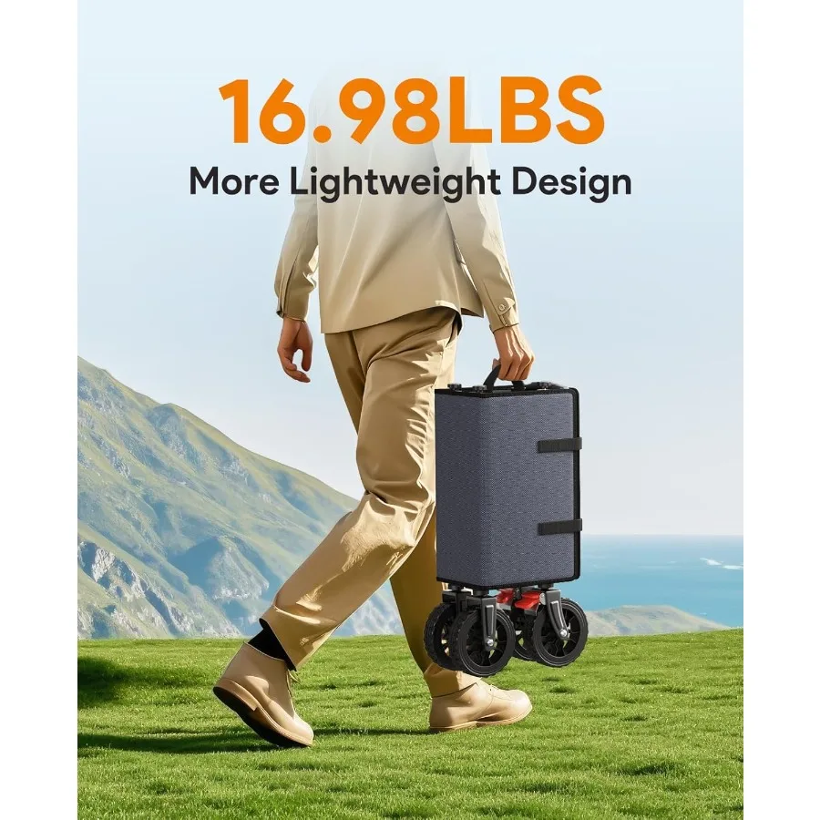 عربة قابلة للطي بسعة 330 رطل ومساحة تخزين كبيرة 180 لترًا وعربة أدوات شديدة التحمل مع عجلات لجميع التضاريس و #3