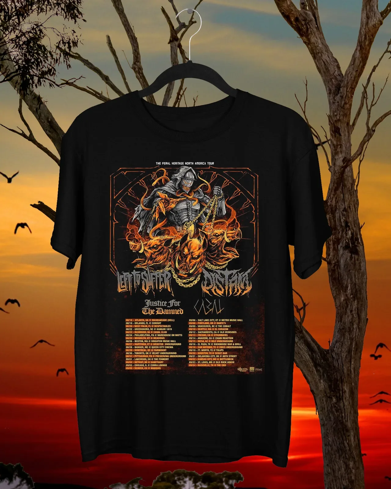 Left To Suffer and Distant North American tour 2025 T Shirt Black All Size AR136