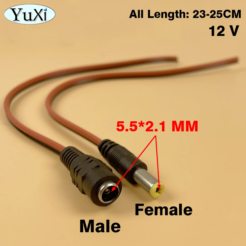 10Pcs 12V DC Power Pigtail Cable Jack 2.1x5.5 MM Male Female Plug For Camera CCTV Connector Tail Extension DC Wires Repair Parts