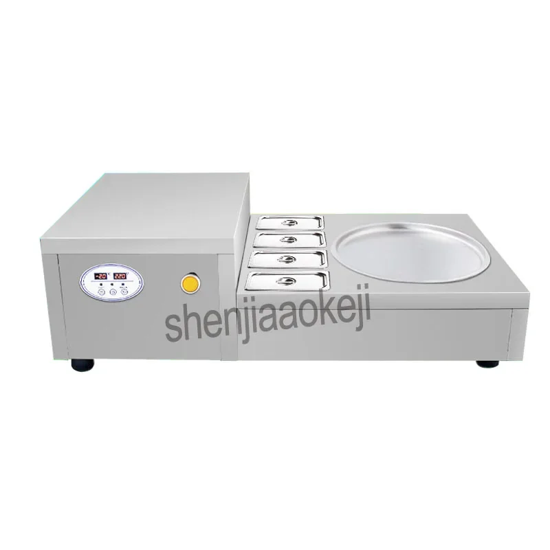 Stainless Steel Single Round Pan Fry Yogurt Machine Fried Ice Roll machine Commercial Desktop Fried Ice Cream Machine 220v 740w