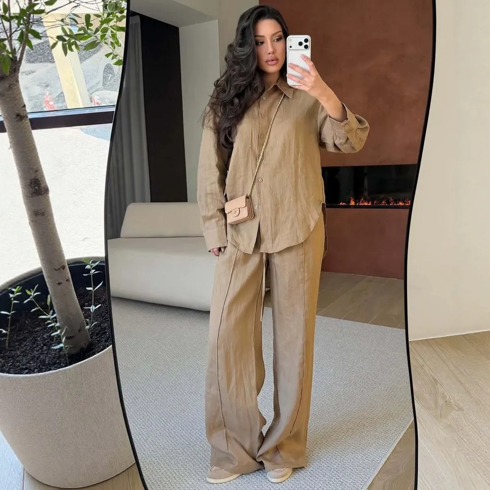 

Womens Tracksuit Sets 2 Piece Casual Loose Long Sleeve Cardigan Jacket Wide Leg Pants Matching Set Spring Summer