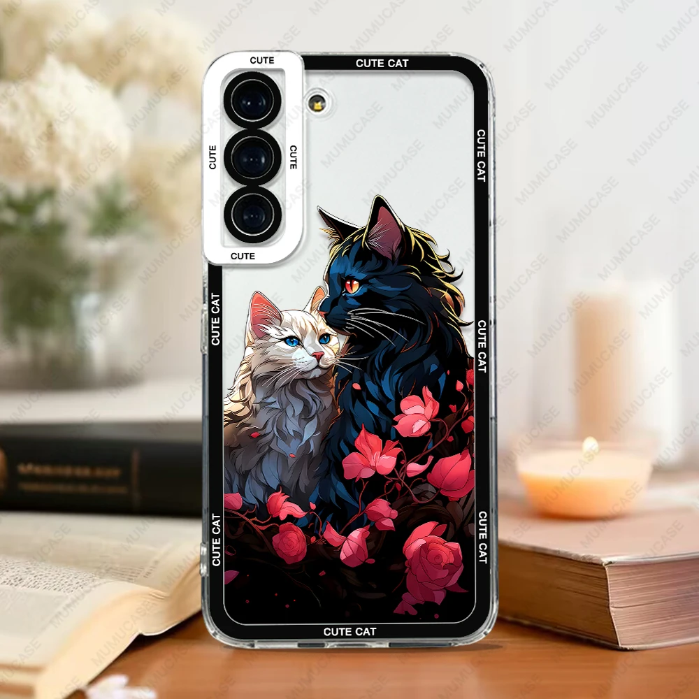 Phone Case For Samsung Galaxy A12 A13 A14 A21S A22 A24 A50 A31 A32 A33 A34 A51 A52 A53 A54 A71 A72 A73 Soft Cover Cute Cat