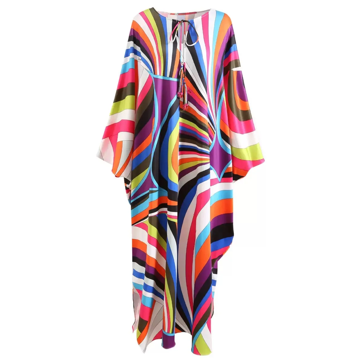 

New Women's Casual Print round Ne Tie Drape Loose Comfortable Dr Elastic Knitted H Version Ci Commute Suitable
