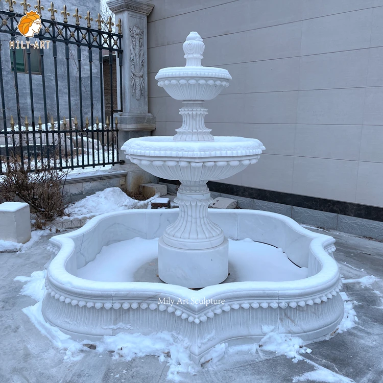 نافورة مياه رخامية للحديقة على الطراز الأوروبي في الهواء الطلق للبيع