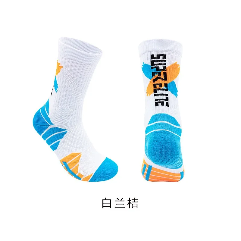 1 pair of men's professional real basketball socks towel bottom thickened shock absorption high tide socks sports elite socks