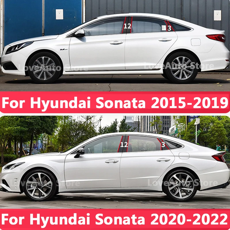 

For Hyundai Sonata DN8 10th 9th 2015-2022 Car Window Central Column B C Pillar Cover Moulding Sticker Exterior Window Frame