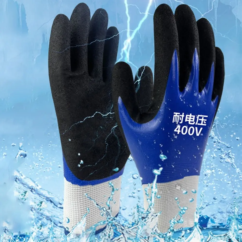 Blue Electrician Insulating Gloves Withstanding Voltage 400V High Elasticity Work Safe Gloves Protective Anti-Electricity