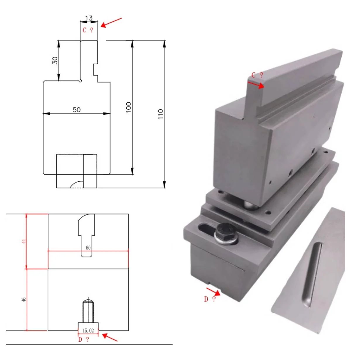 Customized Press Brake Carbon Steel Stainless Steel Plate Louver  Bending Punch Louver Die
