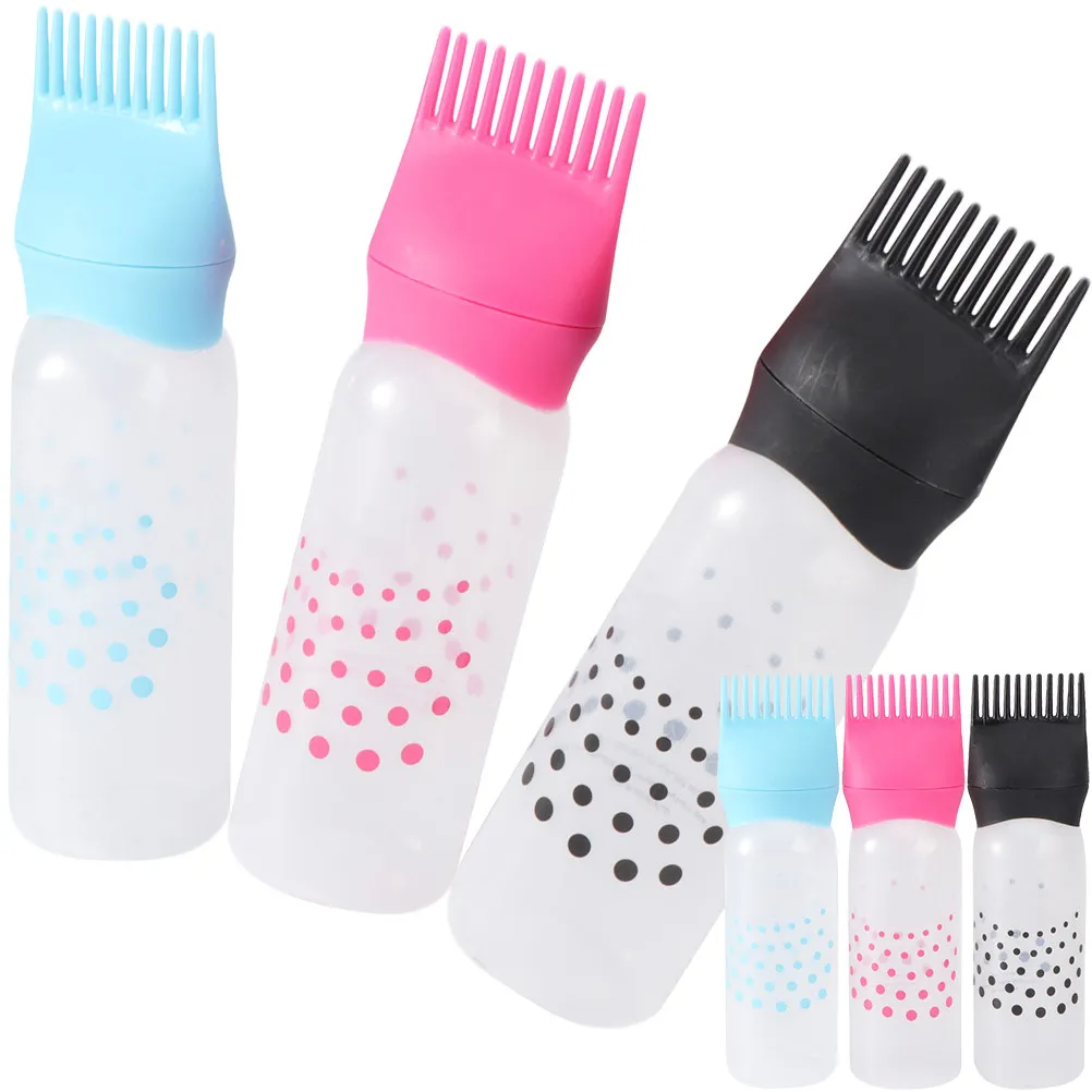 6Pcs Root Comb Applicator Dry Shampoo Bottle Lightweight Functional Hair Dyeing Oiling Root Coloring Bottles for Hair Care