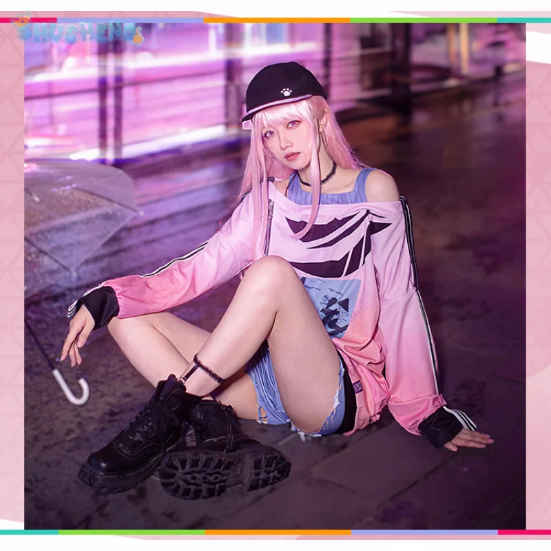 

Красочная сцена проекта Sekai! Мику Акияма Мизуки Косплей Костюм Шляпа шорты ожерелье толстовка Хэллоуин модный мужской женский комплект