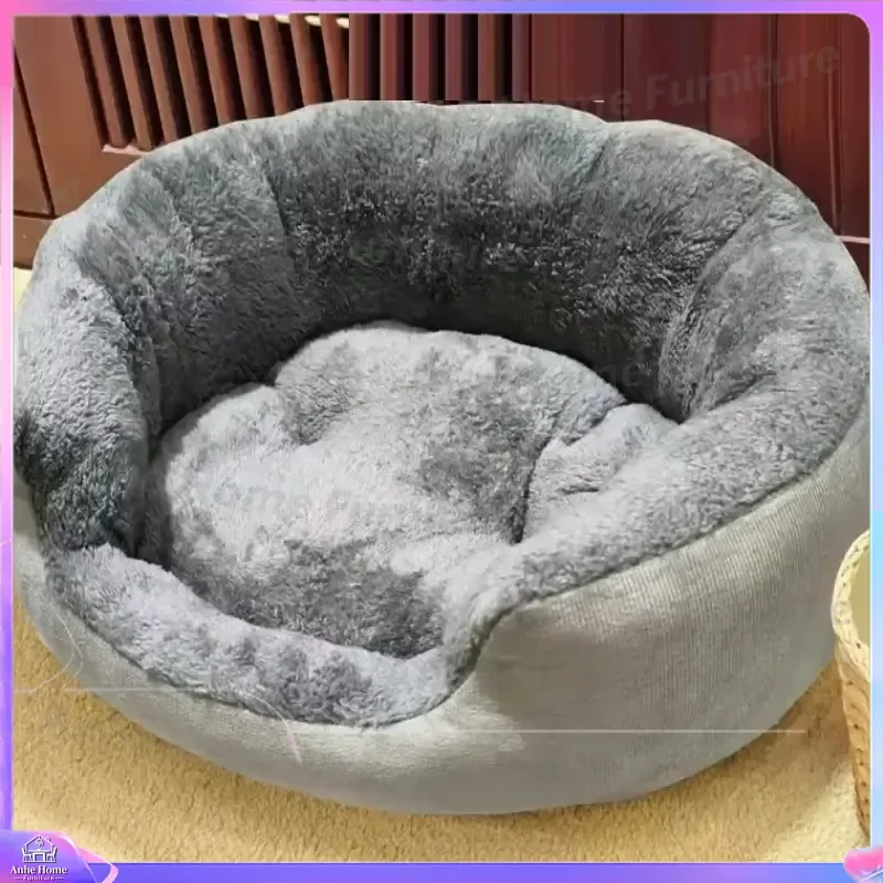 Large Round Dog Bed 100 Percent Cotton Soft Warm Winter Pet Sofa Cushion Eco Friendly Solid Color Puppy Cat Sleeping Mat