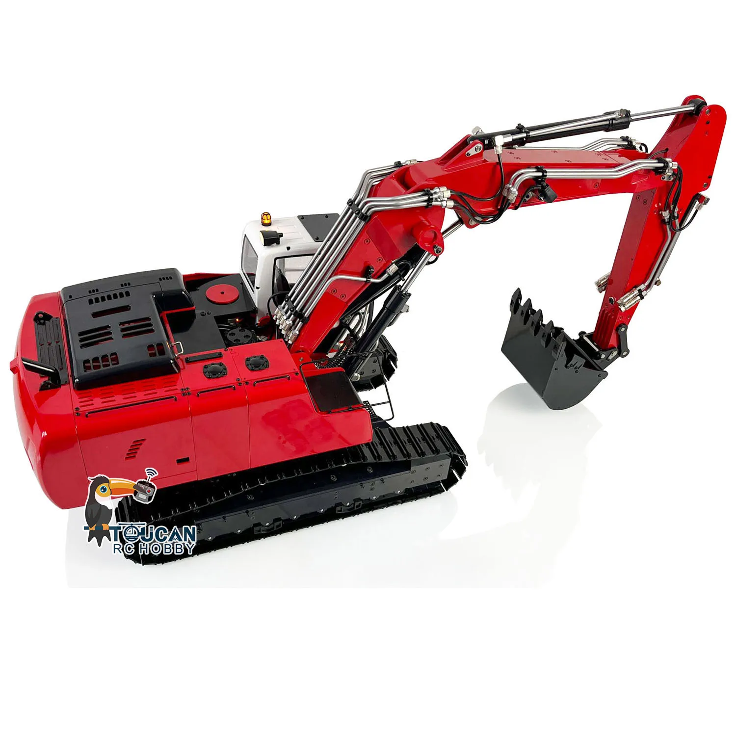 Czerwona 1/14 Hydrauliczna Koparka RC 946 3 Ramiona Gąsienicowa Koparka Budowlana Model Radiowy Rozłupywacz Szczękowy Zabawki dla Dorosłych TH22730 TOUCAN RTR Ver