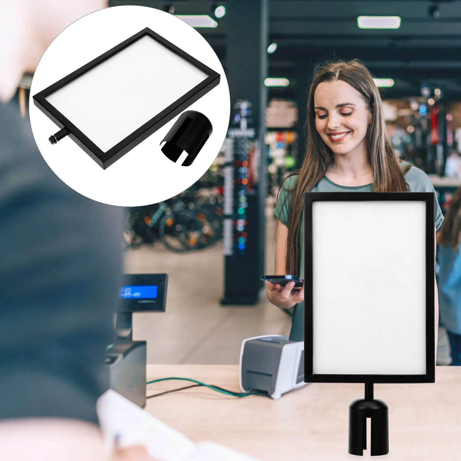 commercial-grade-stanchion-sign-holder-vertical-portrait-frame-a4-size-for-retractable-belt-stanchions-crowd-control-sign