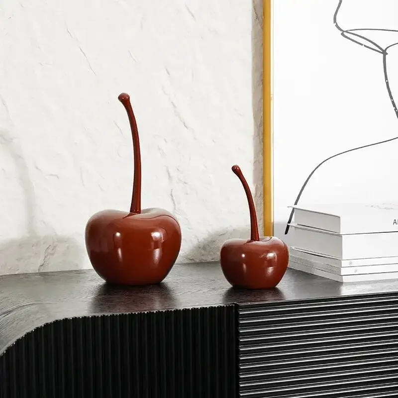 Creative Resin Handicrafts Red Cherries Simulated Fruit Ornaments Cherry Apple Home Decoration Accessories Decorative Figurines