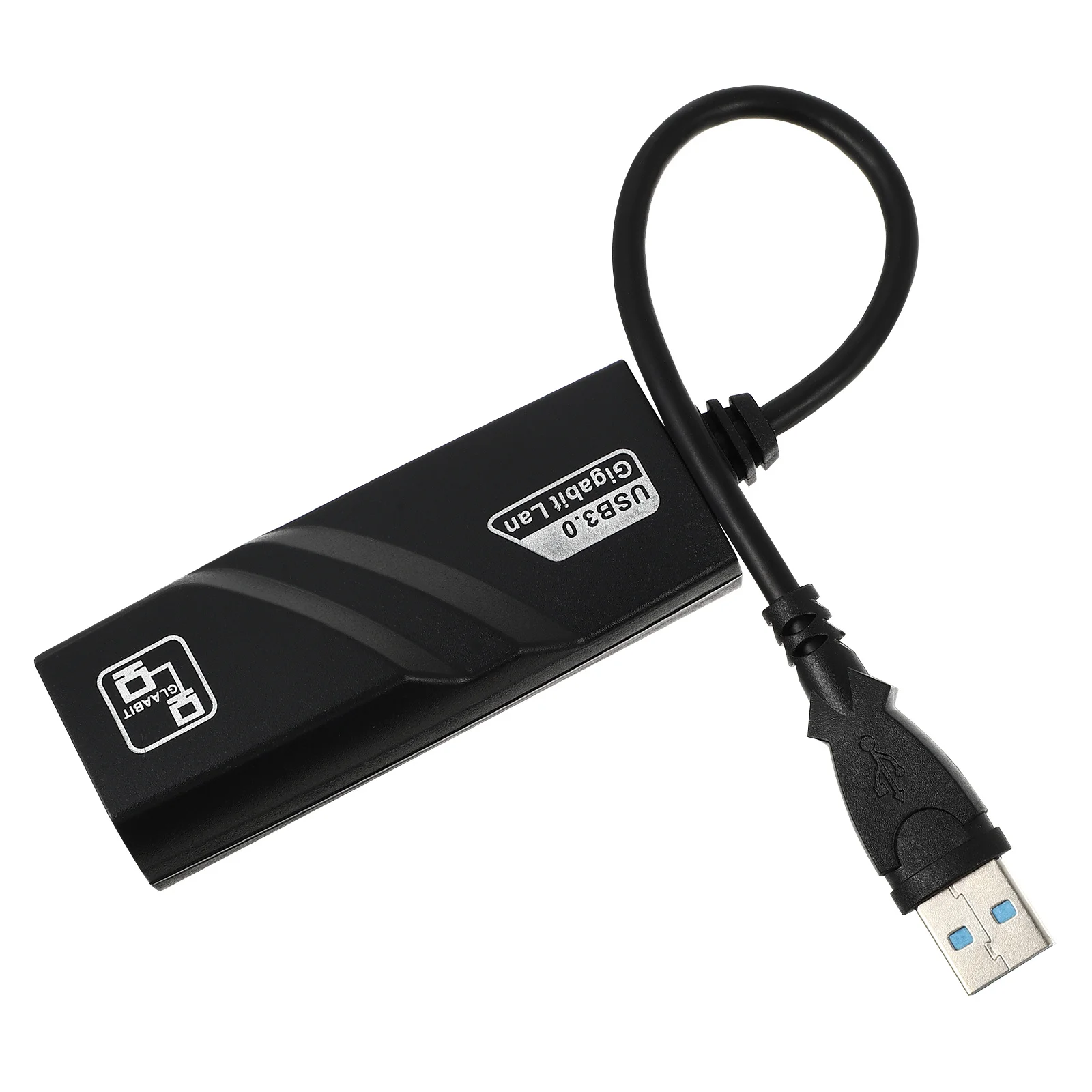 Ethernet-Adapter für 3- oder Stick-Plug-and-Play-Installation, keine Konfiguration erforderlich, USB-Anschluss mit festem Kabel, Schwarz