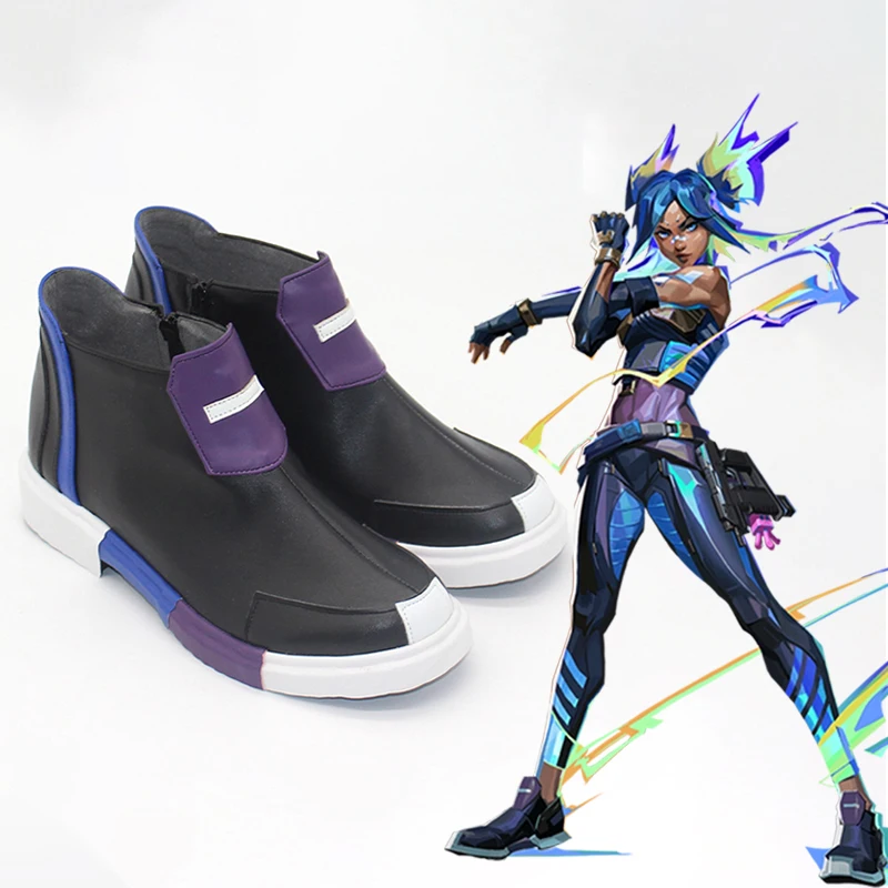 Sapatos de cosplay de néon Game Valorant, botas de desempenho de dramatização para mulheres e meninas
