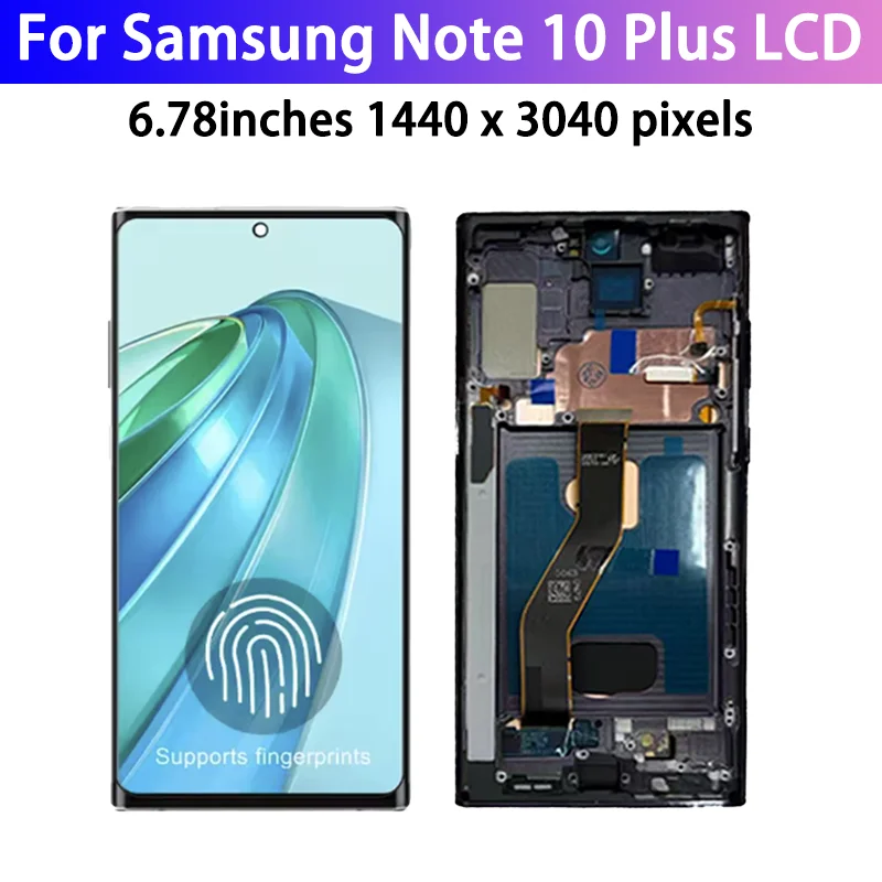 AMOLED LCD With Frame For Samsung Note 10 Plus Note10+ LCD SM-N975F, SM-N976F Display Touch Screen Digitizer Assembly