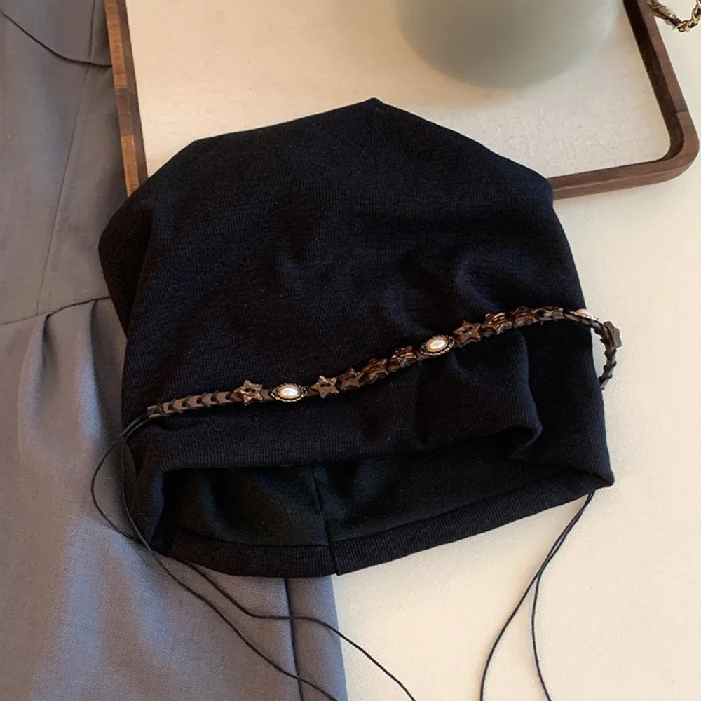 

High Quality Y2K Baggy Cap Star Fringed Boho Polyester Beanies Cap Casual Ethnic Style Pullover Hat Women Men