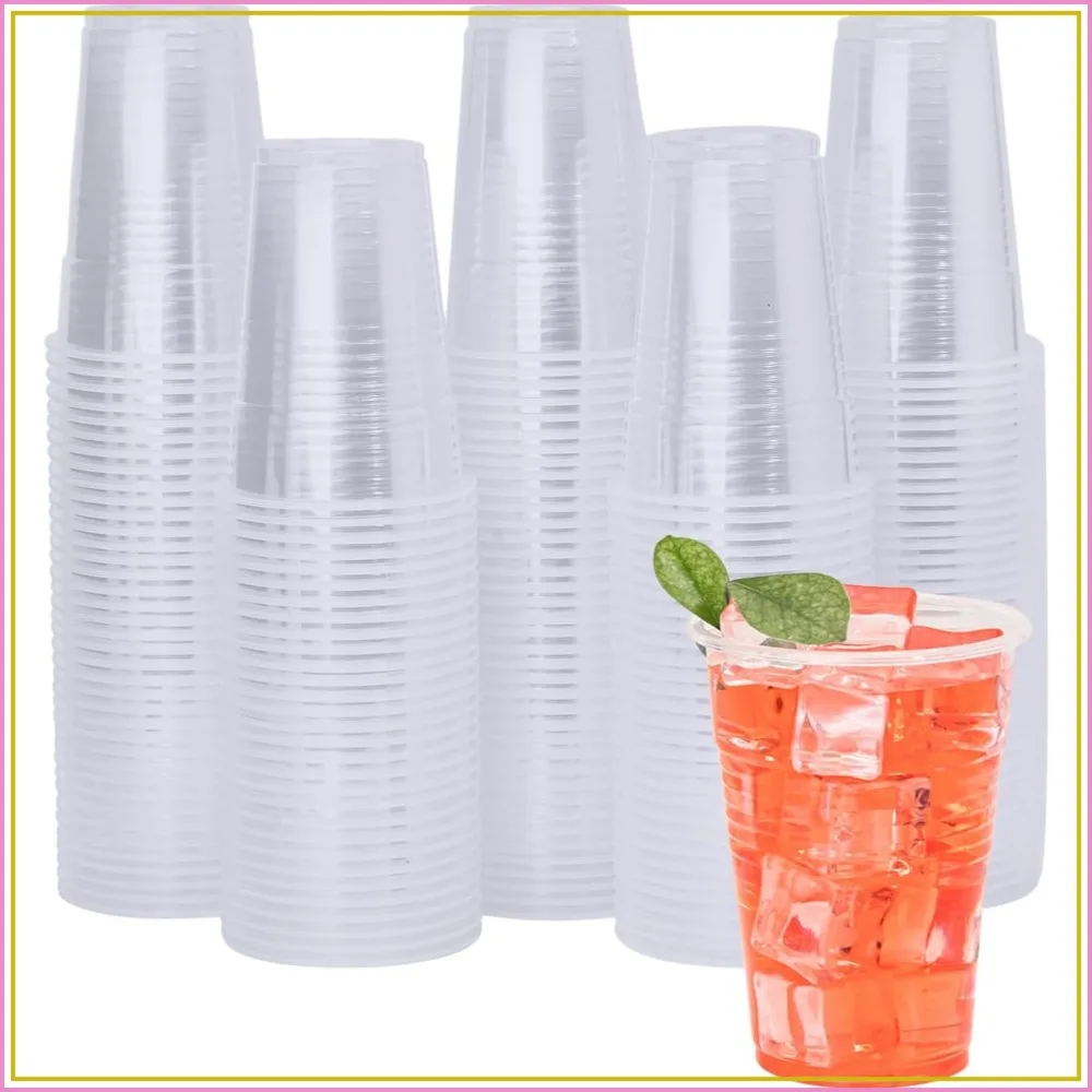 

500 Pack 9 oz Clear Plastic Cups - Disposable Drinking Water Cups for Cold Beverages, Ideal for Party