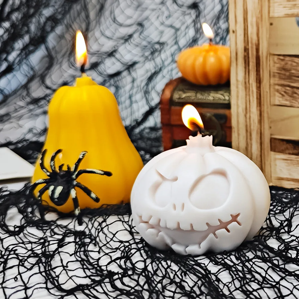 DIY Halloween Pumpkin Ghost Candle Silicone Mold Creative Pumpkin Trinket Aromatherapy Gypsum Epoxy Silicone Mold For Resin