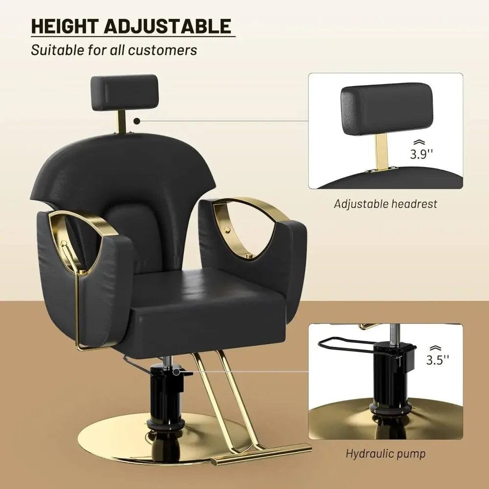 كرسي الحلاقة، كرسي صالون لمصفف الشعر، كرسي صالون استلقاء الشعر الهيدروليكي قابل للتعديل الارتفاع، دوران 360 درجة #6