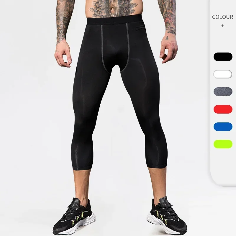 Man Sport Fitness Running Cropped Broek Compressie Panty Gym Wear Kleding Workout Capri Broek Heren Legging Heren Panty