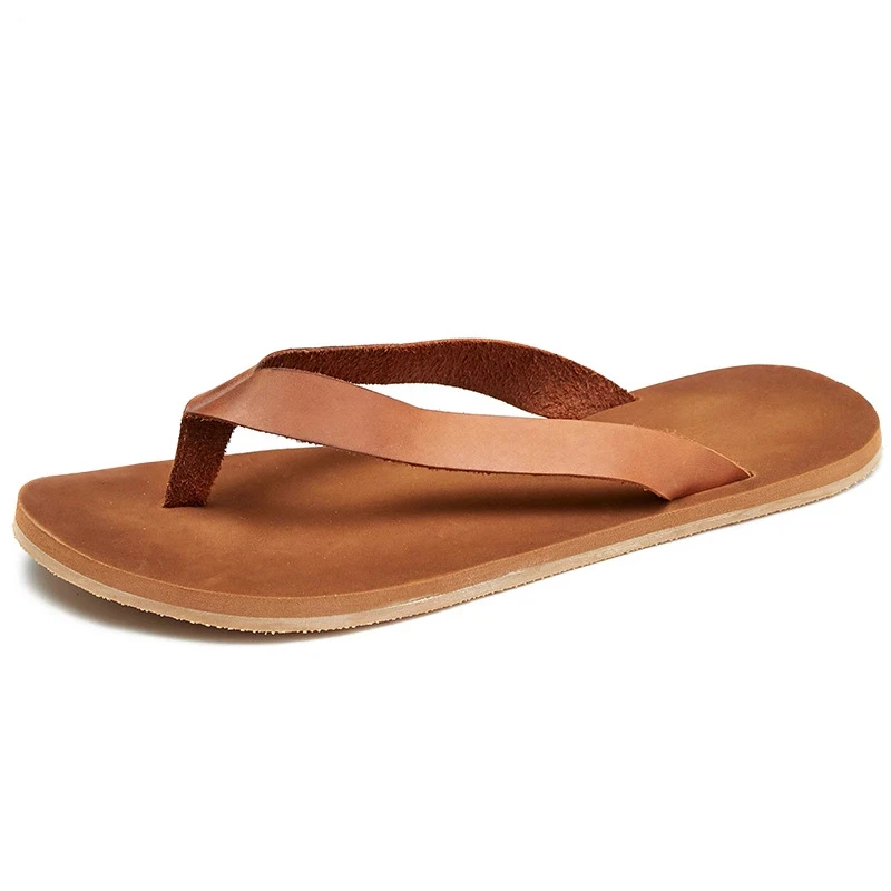 

Classic Mens Genuine Leather Flip Flops Luxury Handmade 2026 Summer New Fashion Outdoor Daily Comfortable Fashion Slippers Man