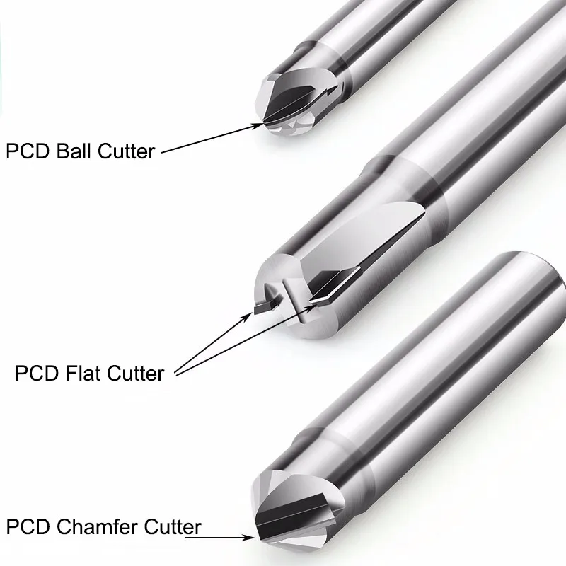 AZZKOR-CNC Mecânica Ferramentas Fresadora, Grafite Bola End Diamante, feixe de alta Espelho Dedicado Endmills, PCD 1 2F