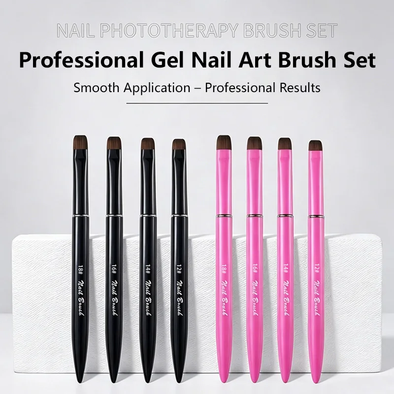 3 in 1 Nail Pen Brush Large Square Nail Pen Method Phototherapy Nail Pen Tool with Multi-function Brush Head-Fine Nail Brush