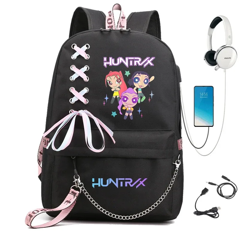

KPop Demon Hunters графические аниме рюкзаки подростковый школьный рюкзак студент обратно в школу Mochila рюкзак Usb школьная сумка