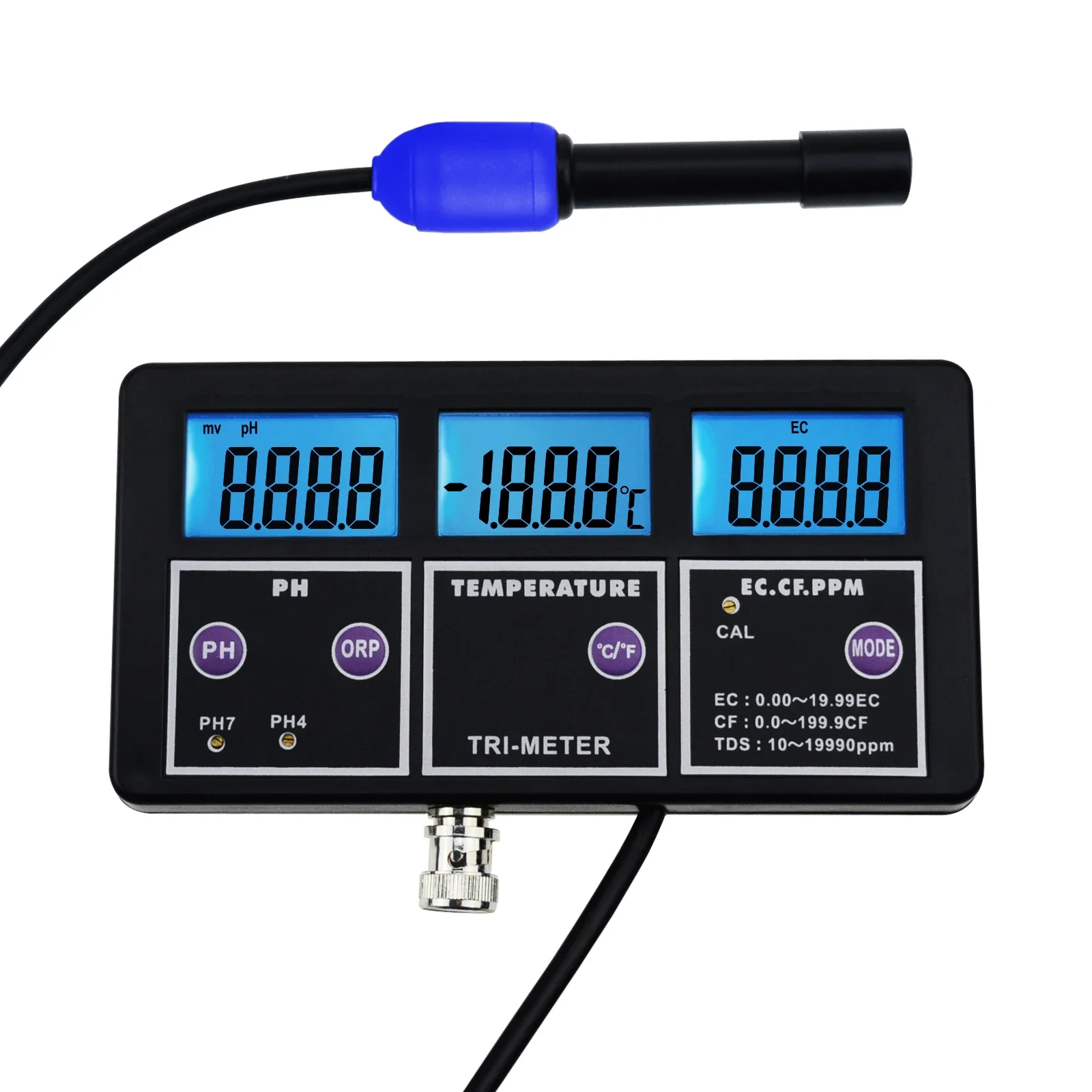 6 in 1PH ORP EC CF TDS PPM Temperature Meter Digital Multiparameter Water Analyzer Combo Testing Online Monitoring