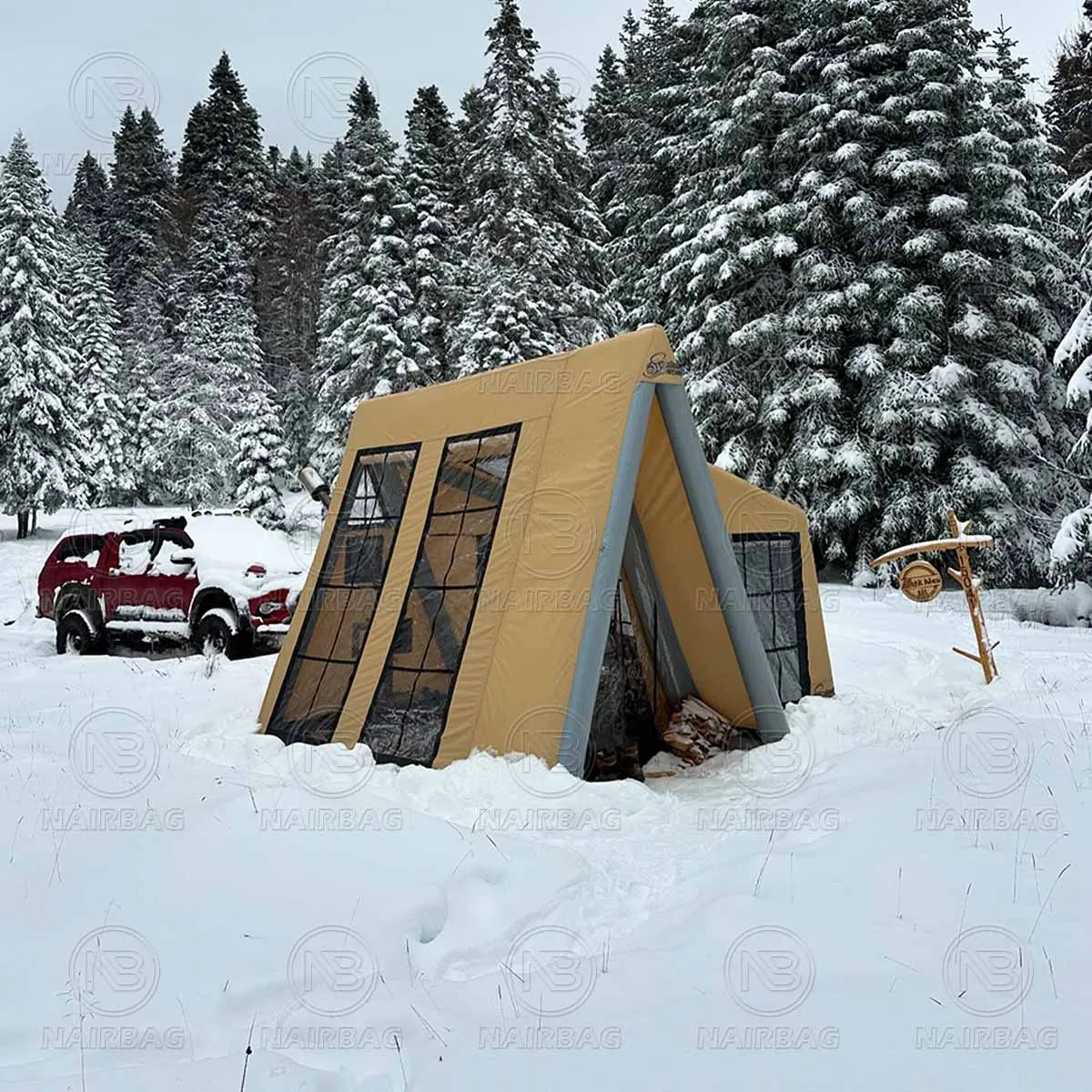 4 مواسم خيمة قابلة للنفخ خيام التخييم في الهواء الطلق بين عشية وضحاها الخريف والشتاء في الهواء الطلق يندبروف ومضادة للمطر أنبوب خيمة الهواء