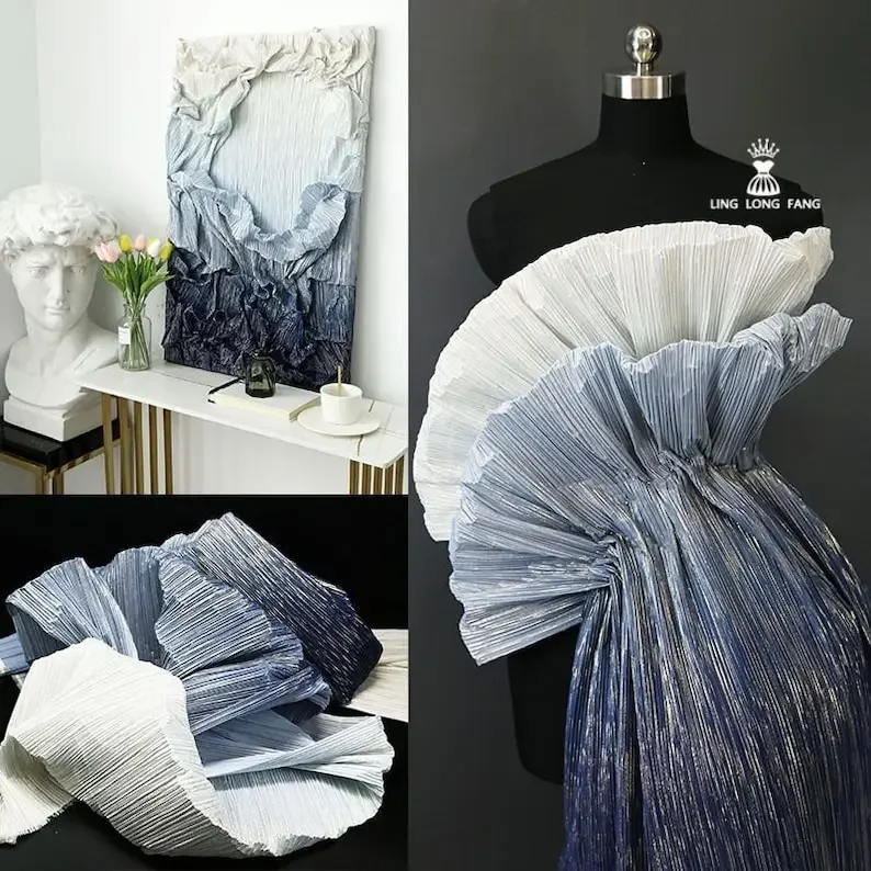 Tela plisada degradada de 5 colores, tela con volantes, para disfraz de escenario, decoración de escenario, decoración de boda, vestido de graduación,