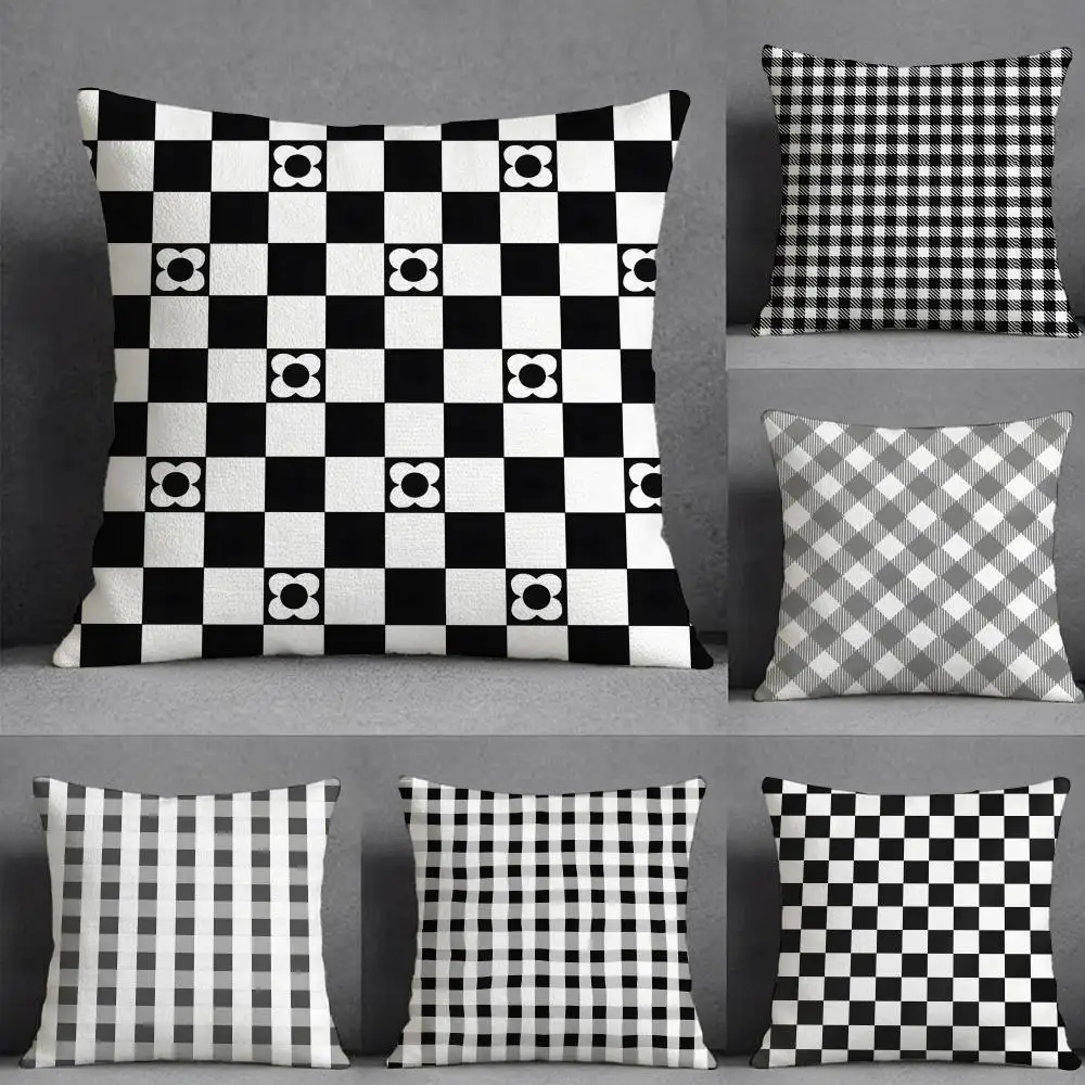 Checkered Pattern Pillow Case Pillowcase, Double-sided Printed, Sofa Cushion, Bedroom Headboard Pillow