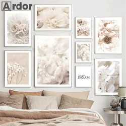 Beige Plant Reed Dandelion Rose Peony Flowers Wall Art Posters And Prints Quotes Canvas Painting Pictures Living Room Home Decor