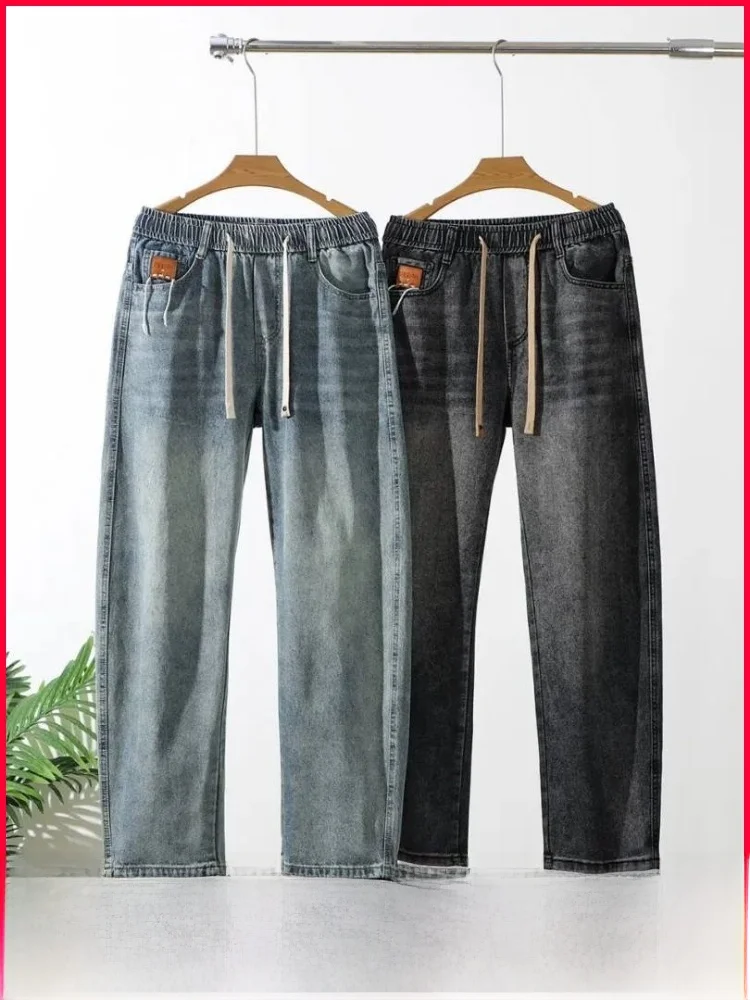 

Men's Casual Faionable Elastic Waist Denim Jeans 3D Tailoring Versatile Straight Leg Cotton Polyester Blend Breathable