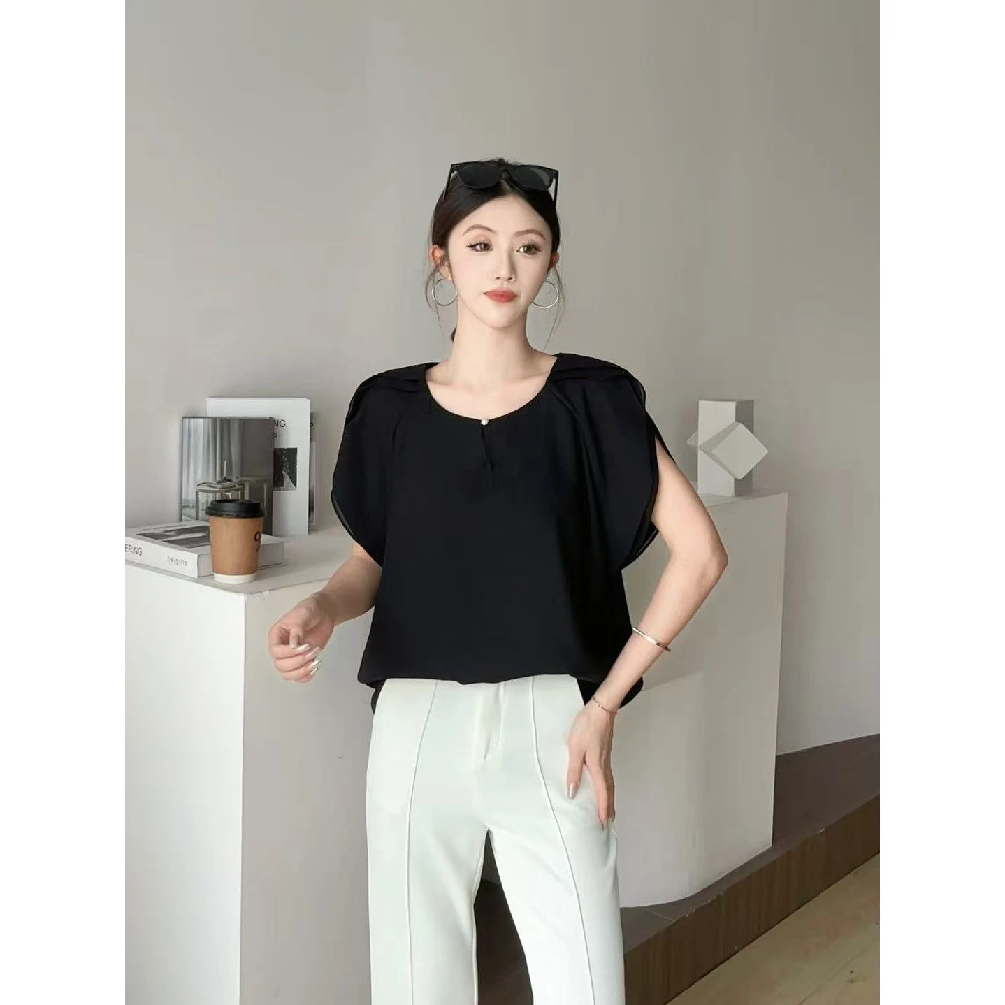 Retro New Chinese Sle irt Summer Trendy Slimming Plumpn Clothing Design Sense Ele Faionable Top Women's irt