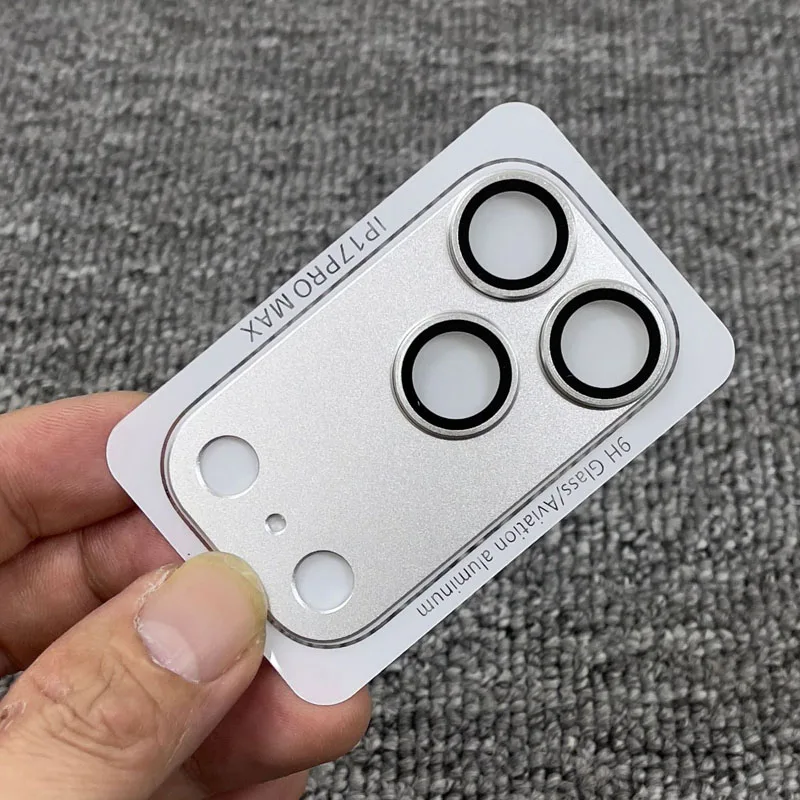 9H Panzerglas-Kameraobjektivschutz für iPhone 17 Pro Max 17 Pro 16 15 14 Pro Max Metallring-Hülle Rückseitiger Objektivschutz aus gehärtetem Glas