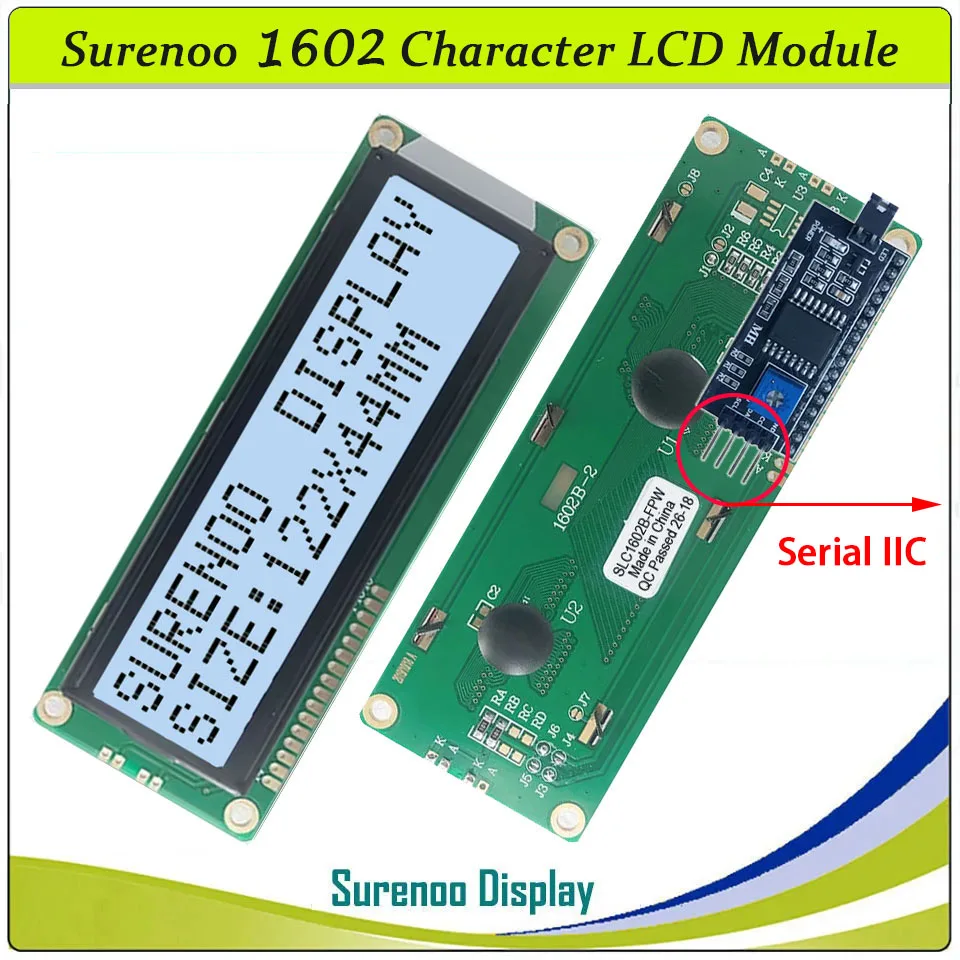 Display modulo LCD a caratteri più grandi seriale IIC / I2C / TWI 1602 162 16*2 giallo verde blu con retroilluminazione per Arduino
