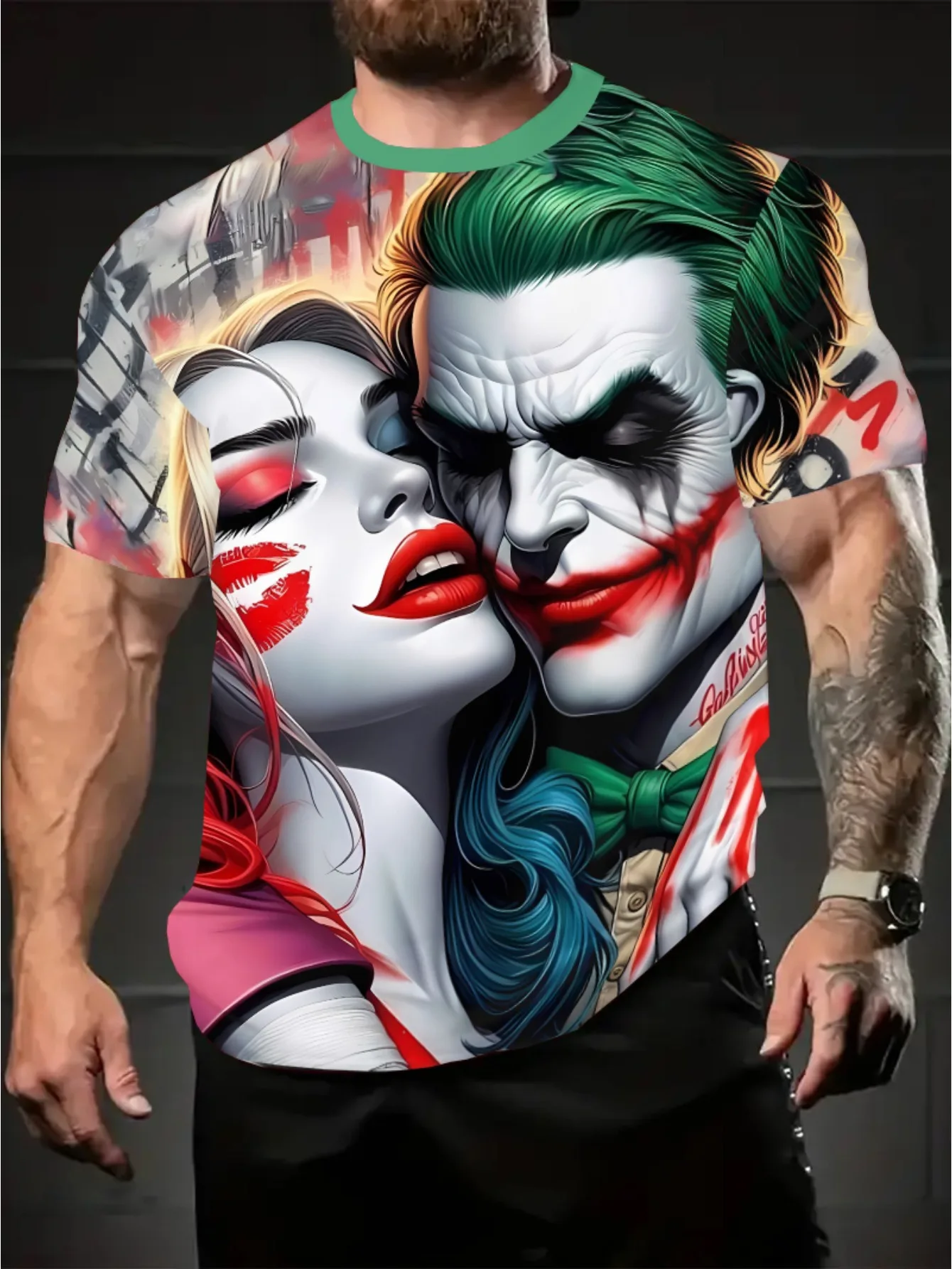 

Casual O-neck Short Sleeve Tees Funny 3D Clown Printed T Shirt For Men Street Trend Hip Hop Clothing Fashion Loose Summer Tops