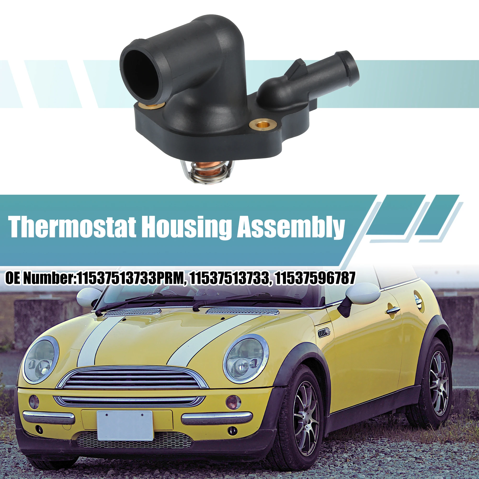 X Autohaux Car Engine Coolant Thermostat Housing Assembly 11537596787 for Mini Cooper 2002-2008 Replaceable Accessories Parts