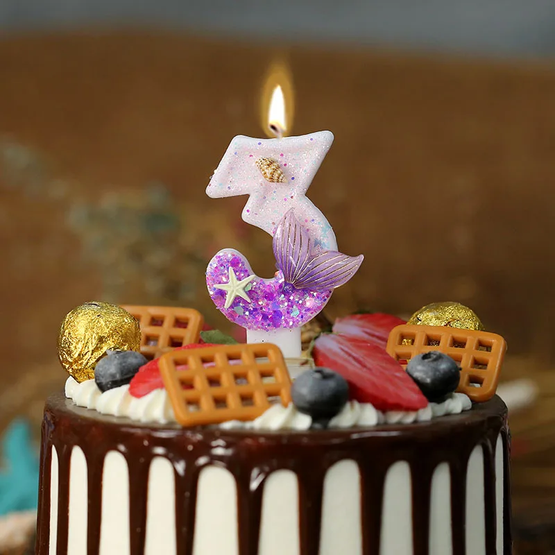 Starfish fishtail birthday candle cake decoration birthday handmade DIY numbers