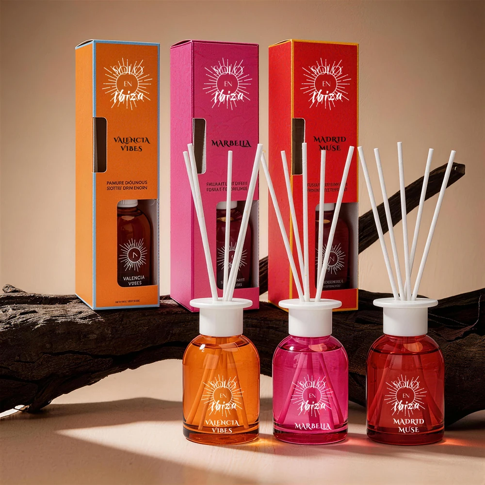 

4.06oz/120ml Glass Reed Diffuser,3 Scents:Valencia,Madrid,MarBella,No Flame/Alcohol,4-8Week Scent,Gift,Designer Home Fragrance
